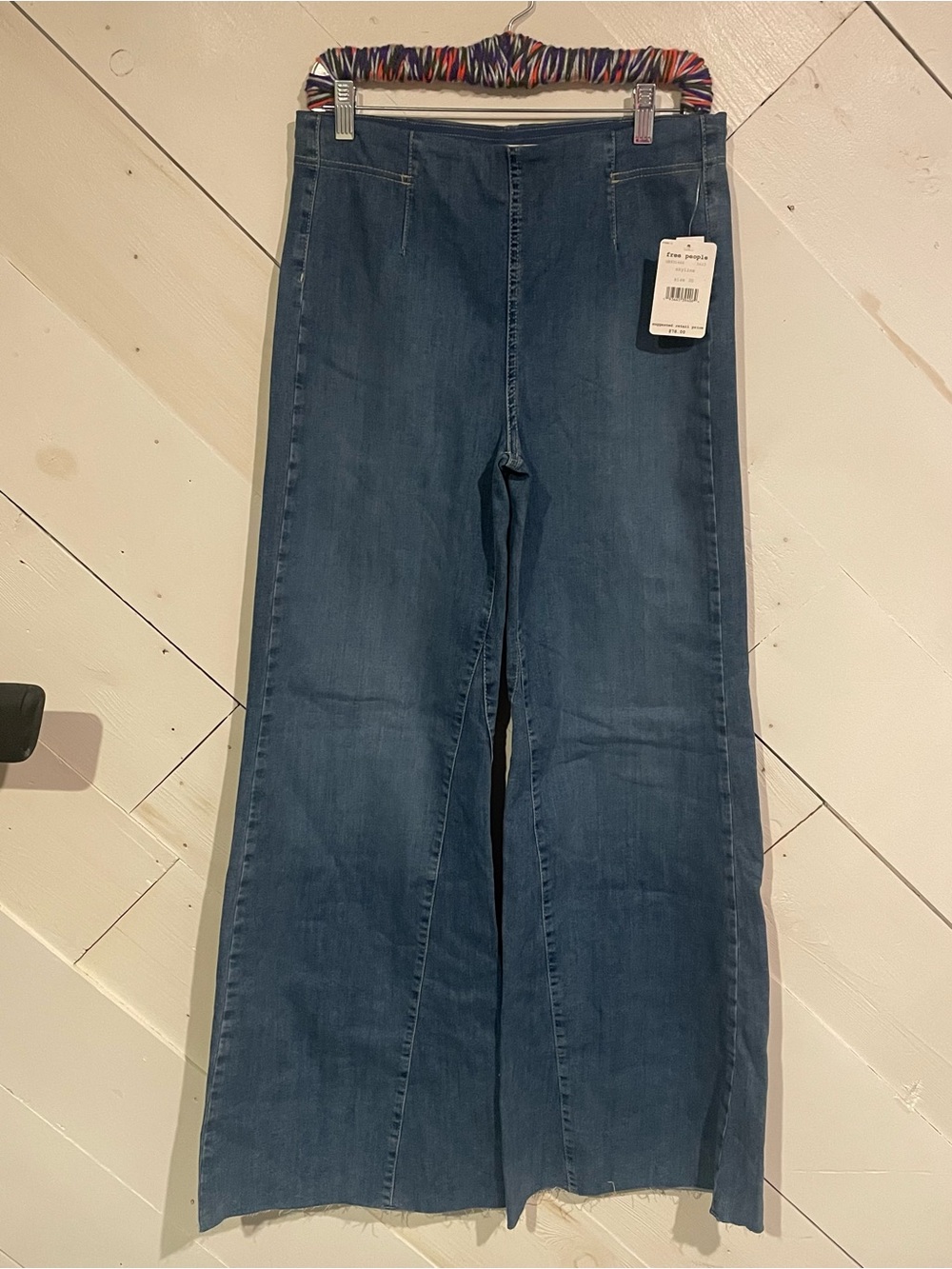Free People High-Rise Wide-Leg Flair Denim Jeans in Medium Blue